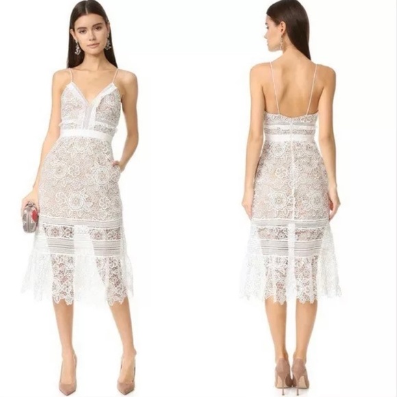 Self-Portrait Dresses & Skirts - NWT Self Portrait Floral Blush Midi Dress White Women's Size 8